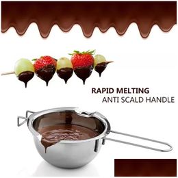 Stainless Steel Chocolate Melting Pot Double Boiler Milk Bowl Butter Candy Warmer Pastry Baking Tools Drop Delivery Dhkql