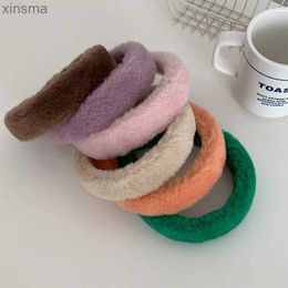 Headbands Sweet Imitation Rabbit Fur Hairbands Hair Accessories Autumn Winter Plush Wide Headbands Girls Party Headwear Women Head Hoop YQ240116