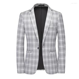 Men's Suits 2024 Casual Suit Blazer Men Autumn Vintage Plaid Formal Coat Mens Winter Fashion Long Sleeve Turndown Collar Button Slim Jackets