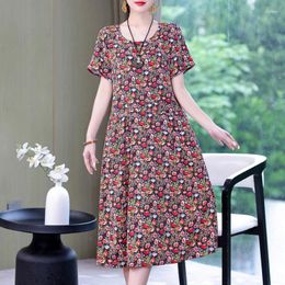 Party Dresses 2024 Summer Dress For Women Plus Size Casual Short Sleeve Boho Vintage Print Long Maxi Beach Clothing