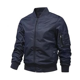 Military Jackets for Men Monochromatic Bomber Jacket Outerwear Baseball Outdoor Clothing Spring and Autumn 240113