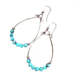 Dangle Earrings 2Pcs Bohemian Big Ear Wire Blue Stone Beads Water Drop Hook Party Jewellery Charm Accessories Girls Gifts