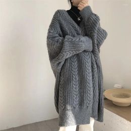 Women's Jackets Knitted Cardigan Retro Fashion Simple Fall And Winter Thickened Loose Twist Long Women Sweater Coat