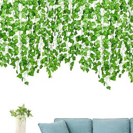 Decorative Flowers Fake Ivy Leaves Artificial Leaf Garland Plants Vine Foliage Home Garden Wall Decoration Hanging