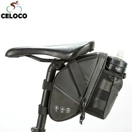Bicycle Saddle Bag With Water Bottle Pocket Waterproof MTB Bike Rear Bags Cycling Rear Seat Tail Bag Bike Accessories 240116