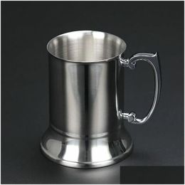 16Oz Ounce Double Wall 18/8 Stainless Steel Tankard Beer Mug High Quality Mirror Finish Fy5036 Drop Delivery Dhnob