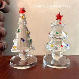 K9 Crystal Glass Christmas Tree Figurines Sculpture Miniature Ornament Home Decoration Centerpiece Kids Favor Gift 240116