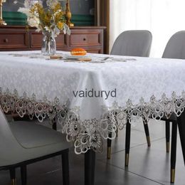 Table Cloth Tablecloth Rectangle White Dining Table Cloth Satin Jacquard Europe Table Cover Round Embroidered Dust Cover Table Decorationvaiduryd