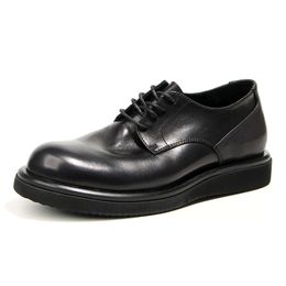 British Style Soft Platform Men's Formal Comfortable Black Brown Genuine Leather Office Business Shoes Male