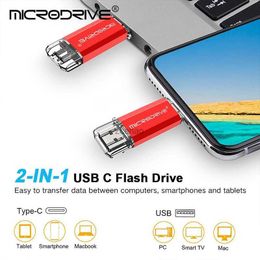 USB Flash Drives TYPE C OTG USB 2.0 Flash Drives 2 in 1 Memory Stick Pen Drive 64GB 128GB High Speed for Android Phone 16GB 32GB External Storage