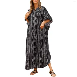 Women's Swimwear V Neck Tie Casual Vacation Dress Beach Cover Ups For Flying Sleeve Loose Large A Line Skirt Swimsuit