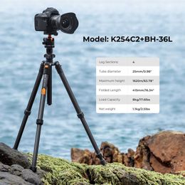 Tripods K F Concept 63.78 Inch Carbon Fiber Camera Tripod For DSLR Portable Travel Tripod with 360 Degree Panorama Ball Head Quick ReleaL240115