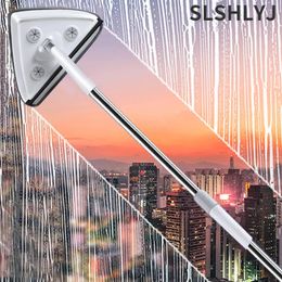 Triangle Glass Wiper Telescopic Rod Windows Cleaning Brush Window Cleaner Professional Household Tool 240116