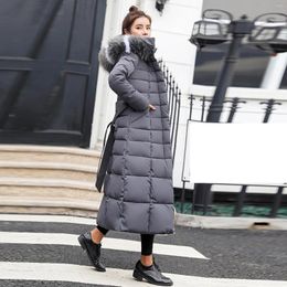 Women's Trench Coats 2024 Winter Fashion Solid Warm Thick Down Coat Jacket With Fur Collar Y2K Oversize High Quality Hoodies Long Outwear