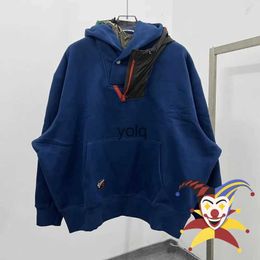 Men's Hoodies Sweatshirts Bilayer Hoodie Men Women High Quality Blue Grey khaki Pulloveryolq