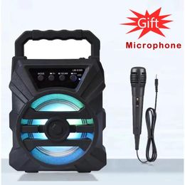 Microphones Karaoke Loud Led Super Bass 3 inch Portable Wireless Speaker Outdoor DancingHome Set Computer Wireless Microphone Speaker