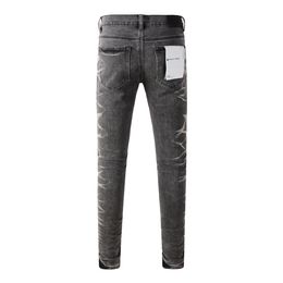 Men's Brand Denim Ripped Jeans Skinny Jeans Men's High Quality Fashion Men's Jeans Luxury Designer Jeans Worn Motorcycle Smoke Grey Jeans Z6