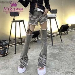 Women's Jeans Harajuku Sexy Denim Shorts With Grey Tassel Flared Leg Warmers Punk Girls Streetwear YQ240116