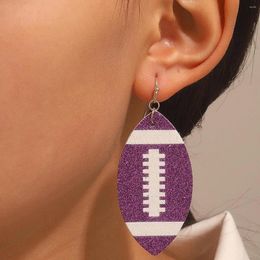 Dangle Earrings Fashion Rugby Sequined Leather For Women Sporty Reversible Printed Gift Jewelry