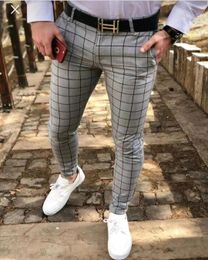 Mens Business Casual Pants With Chequered Pattern Printed Straight Leg Brand Highquality Summer Fashion Street Wear 240117