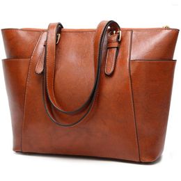 Evening Bags Retro Style Tote Bag Women Fashion Faux Leather Shoulder Large Capacity Zipper Handbag Vintage Solid Colour Crossbody