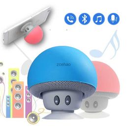 Bookshelf Speakers Small Mushroom Bluetooth Speaker Waterproof Suction Cup Mobile Phone Holder Small Subwoofer Mini Audio Creative Cartoon Gift