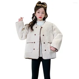 Jackets Girls Fur Coat Outerwear Solid Colour Girl Coats Kids Winter Autumn Jacket Casual Style Clothing 6 8 10 12 14