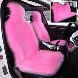 Car Seat Covers Pink Full Set Faux Sheepskin Cover Unviersal Plush For Cars Auto Accessory Winter Christmas