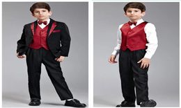 Custom Made Black Boy039s Formal Occasion Children Wedding Suit Boys Attire Boy Suit Tuxedo Blazers 5 PCS Set F 10093190000