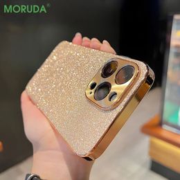 Bling Shiny Diamond Luxury Phone Case for iPhone 15 14 13 ProMax 11 Pro Max Plating Glitter Hard Cover for iPhone 14 15 Plus 240117