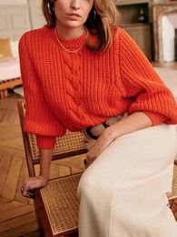 Women's Sweaters Women Twisted Knit Retro Sweater 2 Colors Long Sleeve Round Neck Female Jumper Tops 2024 Autumn Winter
