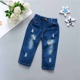 Jeans Spring And Autumn Girls' Baby Pants Straight Tube Broken Infant Jeans Korean Style Casual Girl Children'S Clothing