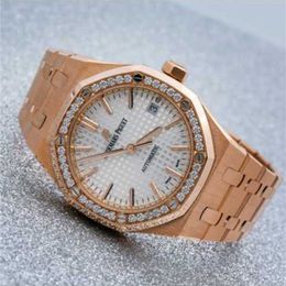 Luxury Abeey Watch Audermars Pigue Piggy 37mm Rose Gold Edge -15451OR ZZ.1256OR.01Mechanical watch Swiss