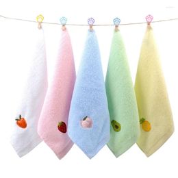 Towel 1Pc 25x25cm Small Kindergarten Cartoon Fruit Embroidered Cotton Soft Absorbent Children Kids Baby Square Face