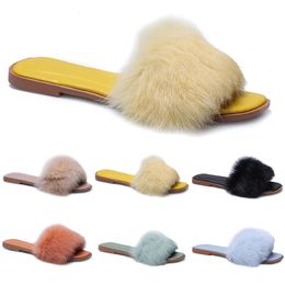 Designer fur household cotton slippers fashion classic pink yellow blue green black white sandals womens outdoor winter warm Scuffs sneaker