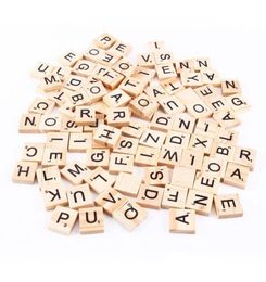 100pcsset Wooden Alphabet Scrabble Tiles Black Letters Numbers For Crafts Wood9722151