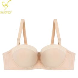 Women's C Cup Bras Kvinnliga underkläder Silikon Halv Halv Högkvalitativ bekväm underwire Nylon Ladies Binnys 240116