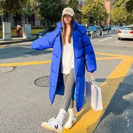Women's Trench Coats Winter Korean Mid-length Women Stand Collar Hooded Cotton-padded Coat Casual Long Sleeve Warm Cotton Parkas Overcoat
