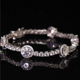 925 Sterling Silver VVS Moissanite Tennis Bracelet Pass Diamond Test Free Engraved Bling Fine Jewellery For Women Gift