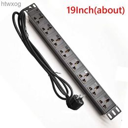 Power Cable Plug 19inch Pdu power strip Wall Mount household office socket 8 Ways Universal Outlet adapter LED 2m Cord YQ240117