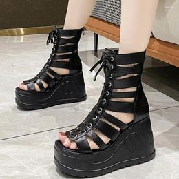 Sandals Small Plus Size 32-43Open Head Back Zip Platform Women Summer2024Elegant OL High Heels Wedges Gladiator