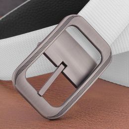 Belts High Quality White Men Pin Buckle Designer Classic Waist Strap Luxury Grain Leather Jeans Ceinture Homme