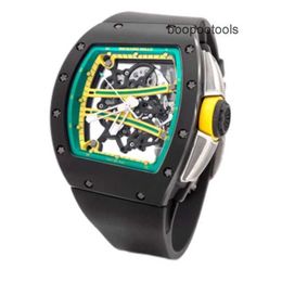 Mechanical Watch Chronograph Richardmill Luxury Wristwatches Men's Watches Richardmill Men's Series RM61-01YOHAN BLAKE Green Track Black Ceramic Men's Watch NKBC