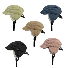 Berets Outdoor Down Cotton Hat Winter Warm Pullover Skull Women Men Ear Flap Dropship