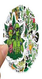 50Pcs Green Leaves Sticker Plant Character Smoking DIY Stickers For Guitar Kids Tay Game Motorcycle Car Skateboard Luggage Decals1086292