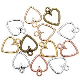 14*11mm Heart Pendant Charms DIY Jewellery Findings Components Alloy Hallow Love Necklace Bracelet Making Accessories KC Rose Gold Antique Silver Bronze Colour