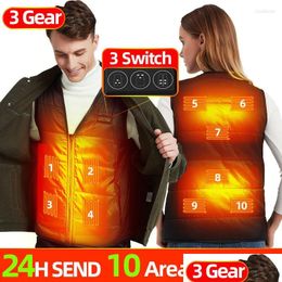 Men'S Vests Mens Vests Usb Charging Heated Vest Men Winter Warming Electric Thermal Jacket Smart Self Heating Women V Neck Washable Un Dhtug