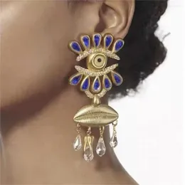 Dangle Earrings 3Colors Exaggerated Metal Golden Plated Eyes Shaped For Women Jewellery Vintage Ethnic Ring Brooch Accessories