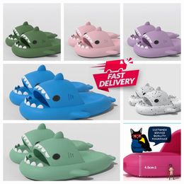 New Summer Sandals Men's Women's Rainbow Slippers CHEDOIR Outdoor Sports Soft Sole Beach Sandals Little Shark Cartoon