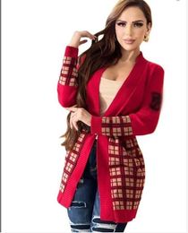 Girls Spring new Women's v-neck casual Sweaters Designer Autumn printed Knitted Long Sleeve cardigans red jacket Sweater for woman
